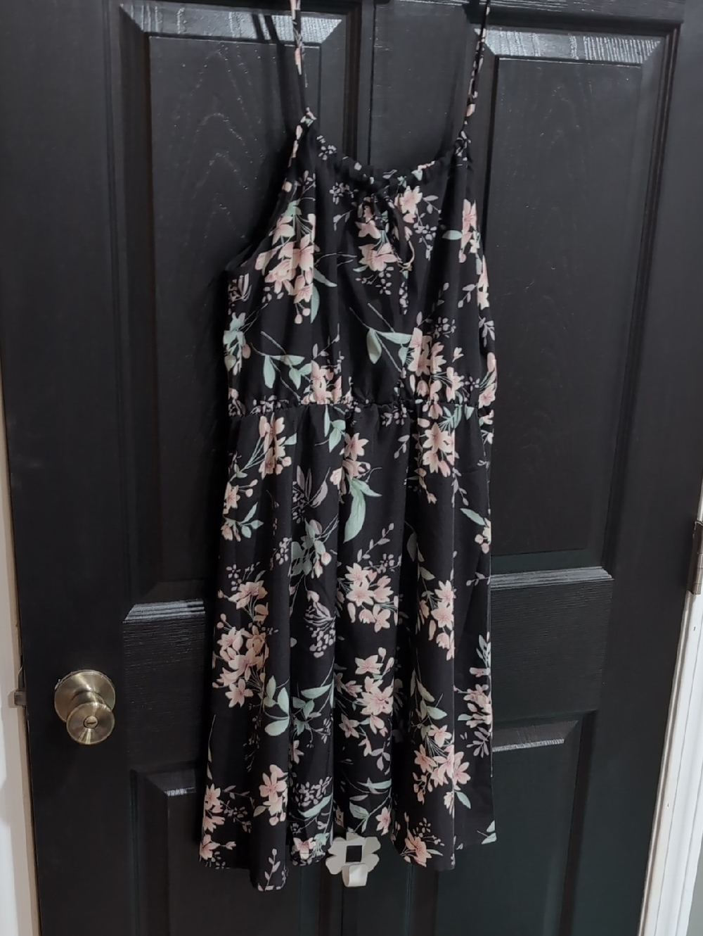 Black Floral Spaghetti Strap Dress